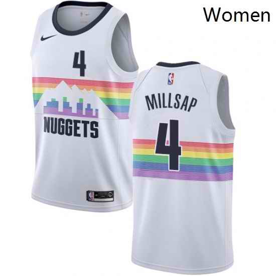 Womens Nike Denver Nuggets 4 Paul Millsap Swingman White NBA Jersey City Edition